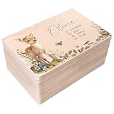 Creative Deco Scatola dei Ricordi Neonato/Nascita Personalizzata Regalo - Cervo | Personalizzato Scatole Legno per Bambini | Incisione Cassetta Portaoggetti, Portagiochi | per Ragazzo e Ragazza
