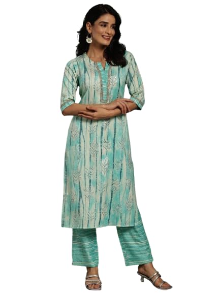 Women Viscose Rayon A-line V Neck Maternity and Feeding Zip Kurti Pant Set