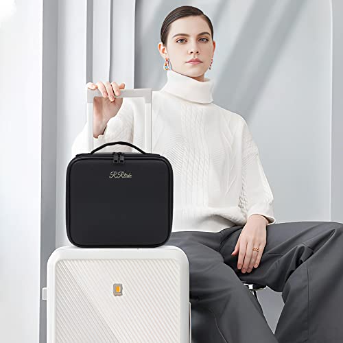 Rrtide Travel Makeup Bag Organizer, Pu Leather Cosmetic Train Case With Adjustable Dividers, Portable Artist Storage For Cosmetics Makeup Brushes Toiletry Jewelry Digital Accessories #TOP4