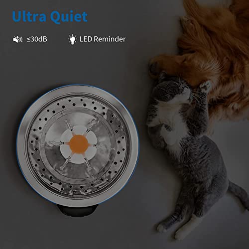 Cat Water Fountain Stainless Steel, 2.5L/84oz Quiet Cat Drinking Fountain, Kitty Drinking Water Fountain for Cats, Dogs… - Image 5