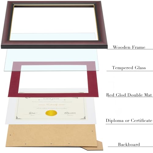Image of ELSKER&HOME 8.5x11 Diploma Frame with Velvet Red Mat,Real Black Wood