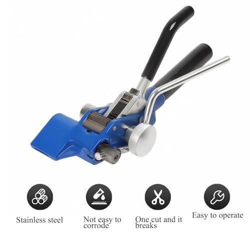 TOOSOAR Manuelles Umreifungsgerät,Spann und Schneidwerkzeug für bis zu einer Kabelbinder von 25 mm und einer Dicke von 0.9 mm,Blau