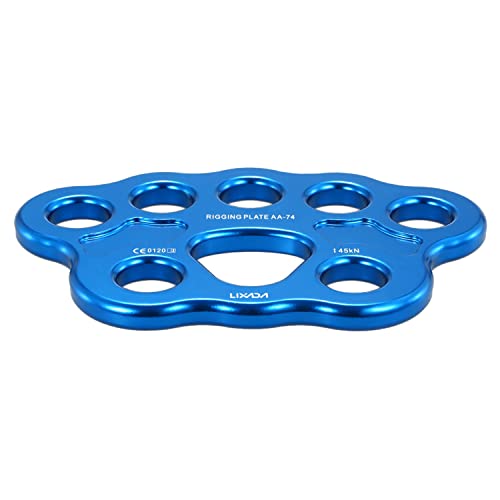 Kqcibz 1 PCS 8 Holes Outdoor Rigging Plate 45KN Rock Climbing Mountaineering Anchor Point Connector Gear Rigging Plate Blue