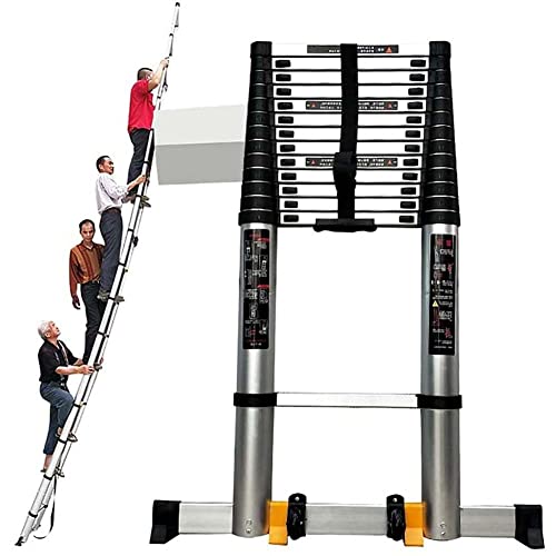 JHshop Escalera telescópica de Aluminio, escaleras de extensión portátiles Multiusos Plegable Capacidad Extensible 150 kg / 330 LB Cover