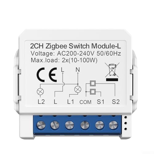 Módulo interruptor de luz inteligente, interruptor de relé inteligente WiFi, sin cable neutro, control de 2 vías para Tuya para Zigbee, interruptor de bricolaje funciona con el hogar (2 bandas)
