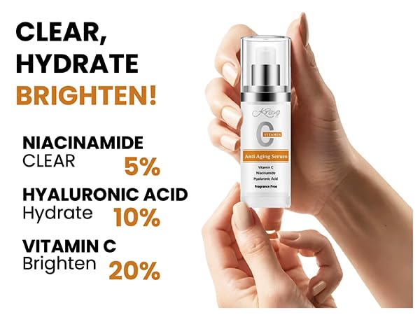 KRAVE IT Day-Night Anti Aging Vitamin C Serum and Retinol Night Cream For Face (Value Pack) 7oz