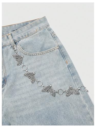 WDIRARA Women's Gothic Punk Metal Chain Belt Vintage Cowboy Chic Waist Accessories for Jeans Dress3