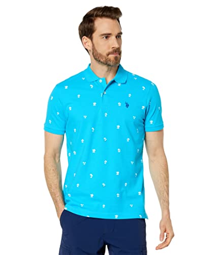 Polo homme U.S. Polo Assn. bleu turquoise à motif palmier et coupe ajustée large
