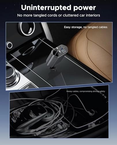 Carregador de carro retrátil 4 em 1 adaptador de carregador de telefone rápido para carro, cabos ret