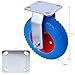 ZenithX 2PCS 8IN CASTER FLAT FREE WHEEL rigrid-Caster Wheel, Steel Hub with Ball Bearings, 5/8-Inch Bore Centered Axle -Blue, YYUE-240629-45