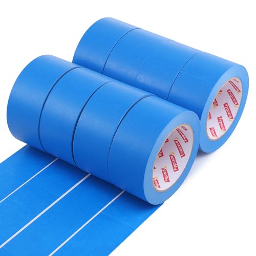 Image of 8 Rolls Blue Painters Tape 2inch Wide Painters Tape Bulk Blue Masking Tape for Wall Painting Edge Treatment DIY Crafts Packaging, 1.89IN x 55Yd x 8 Rolls