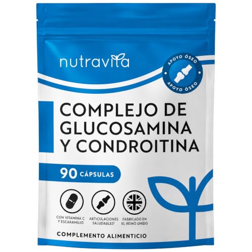 Nutravita Glucosamina Condroitina Complejo con Vitamina C Cúrcuma Jengibre y Rosa Silvestre, 90 Cápsulas para 1.5 Meses - Glucosamine Articulaciones Suplementos Vitaminicos, Complementos Alimenticios