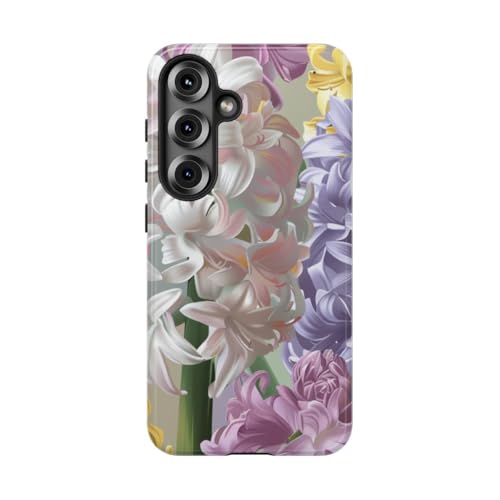 Coque Samsung S25 rigide brillante avec motif floral jacinthe coloré