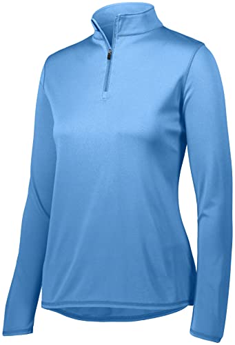 Augusta Sportswear Ladies Attain Wicking 1-4 Zip Pullover - Womens Running Long Sleeve Jacket with Sun Protection, Columbia Blue, Medium