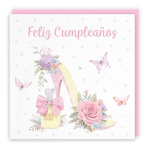 Hunts England – Carte d'anniversaire espagnole avec talons hauts et parfums pour elle – Milo's Gallery – Papillons, fleurs, cœurs Carte d'anniversaire espagnole pour femme – Feliz Cumpleaños Hunts England – Carte d'anniversaire espagnole avec talons hauts et parfums pour elle – Milo's Gallery – Papillons, fleurs, cœurs Carte d'anniversaire espagnole pour femme – Feliz Cumpleaños