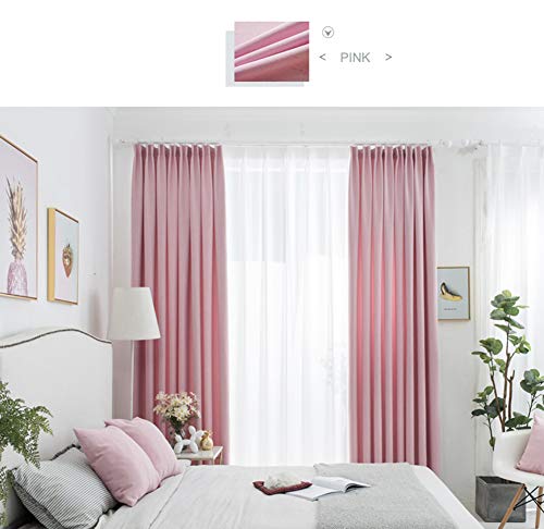 SESO UK-CUR Blackout Window Curtains Pencil Pleat Drapery Set For Noise Reducing Solid Soft 2 Panels For Kids Bedroom Pink Thick Cotton Linen(Color:BLEND,Size:59" Wide x 72" Drop(150 X 185CM)) - Image 3