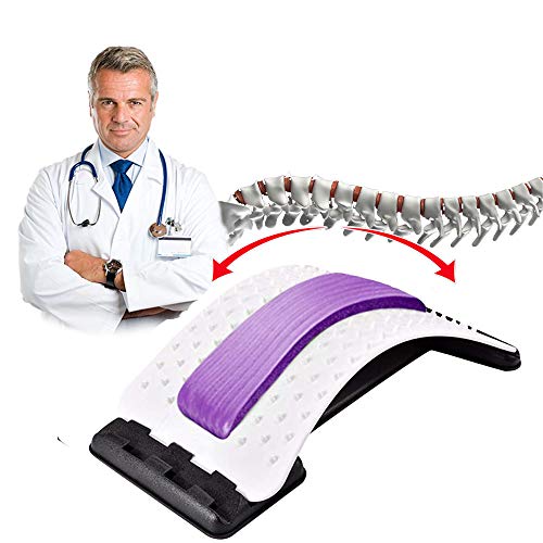 JIUCARE Barella Posteriore, Massaggiatore Back Stretcher con Perline Magnetiche per Sollievo dal Mal di Schiena, 3 Livelli Regolabili Supporto Lombare per Agopuntura Posteriore Relax (Viola)