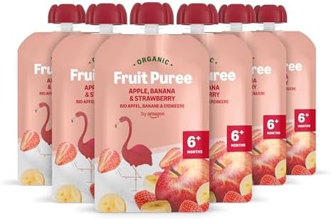 by Amazon Organic Apple, Banana, Strawberry Pouch - 6 x 90g - Previously Mama Bear