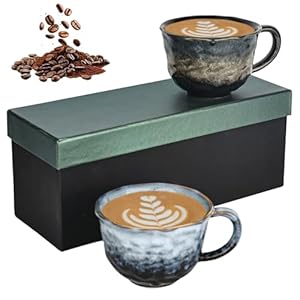 2 tazze da cappuccino a parete spessa con manico, 270 ml, confezione regalo lavabile in lavastoviglie, per caffè, tè, latte macchiato