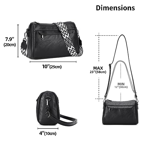KL928 Crossbody Purses for Women Shoulder Bags with 2 Straps,Black4