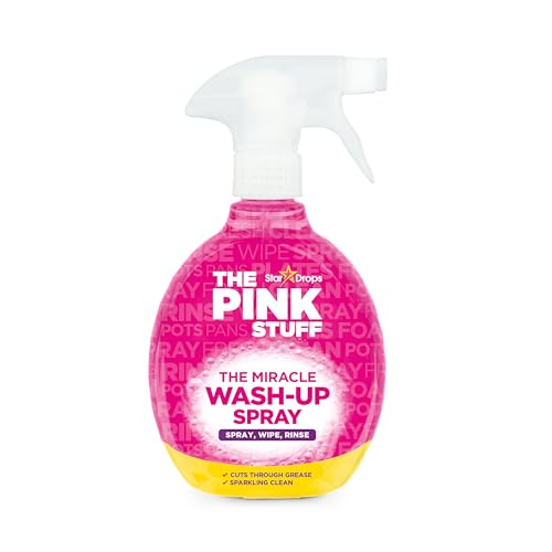 The Pink Stuff Miracle Wash-Up Spray - Fast Acting Foaming Washing Up Liquid for Dishes Pots Pans & Kitchen Surfaces - Spray Wipe & Rinse Formula Cuts Grease & Leaves a Sparkling Clean Finish - 500ml
