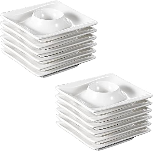 MALACASA, Seria Carina 12-częściowy zestaw porcelanowych talerzy deserowych talerze śniadaniowe 20,5 x 20,5 x 2 cm dla 12 osób