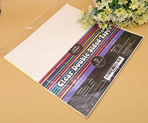 Alinacutle 6/Pk 12" X 12" Clear Tapes,Double Sided Adhesive Sheet,Arts Crafts Tape, Super Strong Sticky Tape,Diy Art/Craft/Home Decorative Tape With White/Yellow Liner #TOP1