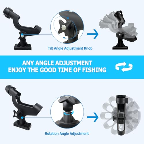 LBW Boat Fishing Rod Holders Side Deck Mount Kayak Rod Holder Adjustable Fishing Pole Holders for Boat Canoe Rail Mount 2 Pack by LBW - Image 3