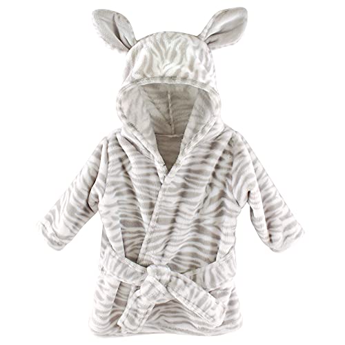 Hudson Baby Unisex Baby Plush Animal Face Bathrobe, Zebra, 0-9 Months