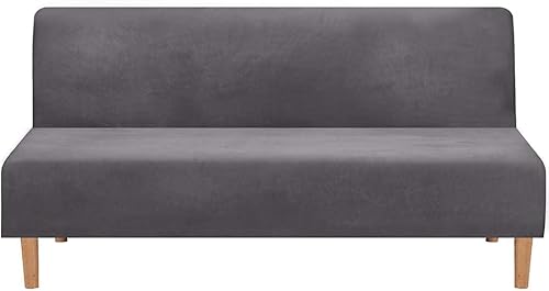 Miniatura 7 de XMAYODS Funda de terciopelo para sofá sin brazos, plegable, funda para futón, lavable, extraíble, elástica, protector de muebles (color  K)
