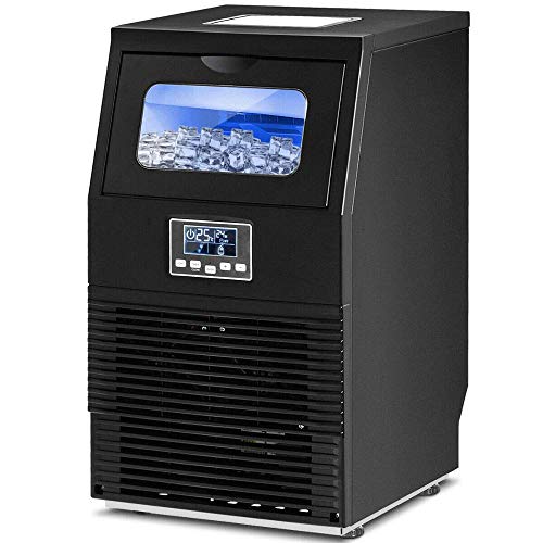 Commercial Ice Maker, 88 LBS/24H Automatic, for Home Supermarket Cafe Bakery Bar, Portable Freestanding Ice Cube Maker Machine