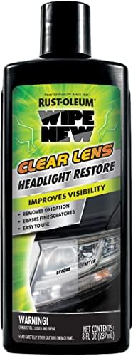 Wipe New Rust-Oleum 381403 Clear Lens Headlight Restore, 8 oz, Black