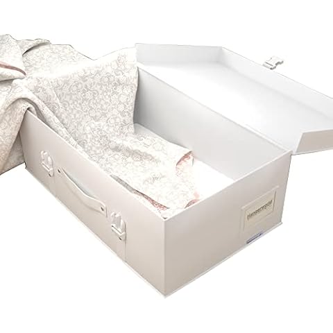 HANGERWORLD Wedding Dress Storage Box Bridal Gown Preservation Kit including 10 sheets of Archival Acid Free Tissue Paper (Medium, White) Cover