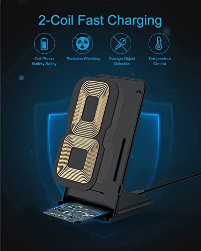 Amoner Wireless Charger Stand, 20W Fast Charger Qi-Certified 4-Modes Charging Compatible with iPhone 14 13 12 11 x 8 Samsung Galaxy Huawei P40 P30 Mate 30 20 Xiaomi 12 11(Power Supply Not Included)