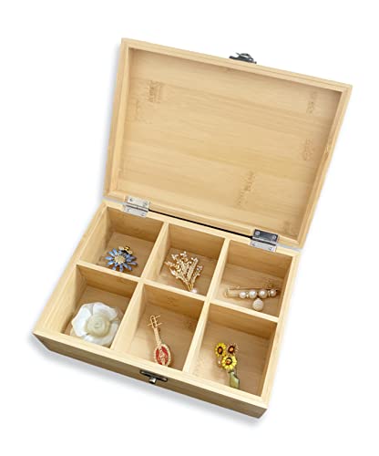 Wooden Storage Box With Lid, Wood Tea Box Organiser With Compartments - Image 4
