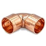 Kupfer Lötfitting DVGW Bogen 90° Innengewinde-Innengewinde 22 mm für Wasser-, Heizungs- und Gasinstallationen