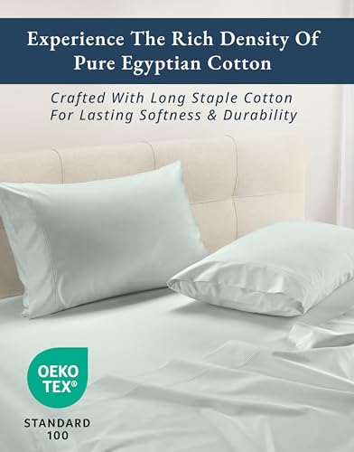 Image of LANE LINEN Cotton King Size Sheets Set 100% Egyptian Cotton Sateen - Murmur | King Sheets Cooling - 4-Piece Set, For Guests And Everyday Use, For A Silky Hotel-Style Bed, Softer With Every Wash