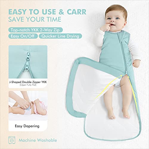 Hapiu Unisex Bamboo Baby Sleep Sack Tog 1.0, 2-Way Zipper Ykk, Wearable Blanket Baby Toddler, 6-18 Months, 2 Pack Sage & Light Heather Grey #TOP2
