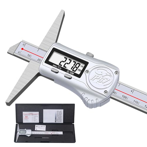 IP67 Waterproof Digital Depth Caliper 6 Inch/150mm ElectronicDepth Gauge Caliper Depth Rule, Stainless Steel, Metric/Imperial (6 Inch)