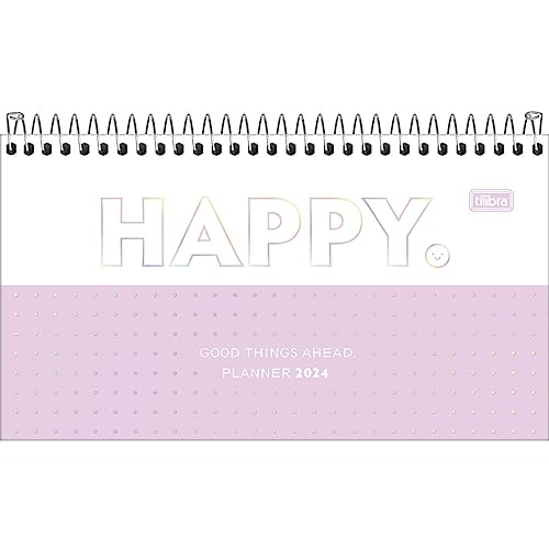 Tilibra - Agenda Espiral Semanal 16,7 x 8,9 cm Happy 2024 - Rosa- Good Things Ahead