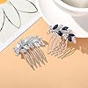 PLABBDPL peignes à cheveux de mariée, Peigne à cheveux femme, strass et perles, feuilles argentées, mariage, coiffure cristal, 2 pièces, accessoire parfait pour femmes et filles #1