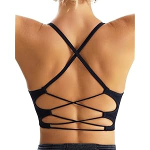 RUNNING GIRL Sports Bras for Women,Sexy Crisscross Back Seamless Supportive Sports Bra Medium Support with Removable Pads