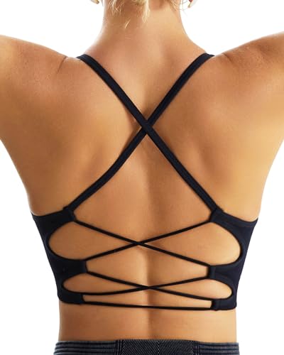 Image of RUNNING GIRL Sports Bras for Women,Sexy Crisscross Back Seamless Supportive Sports Bra Medium Support with Removable Pads