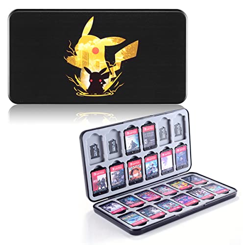 JoyHood Étui de Rangement pour Cartes de Jeu Switch, Boite de Rangement Jeux Switch, Conçu pour accueillir 24 Carte de Jeu Switch/Switch OLED/Switch Lite et 24 Cartes Micro SD (Oxide Black, 24 Slots)