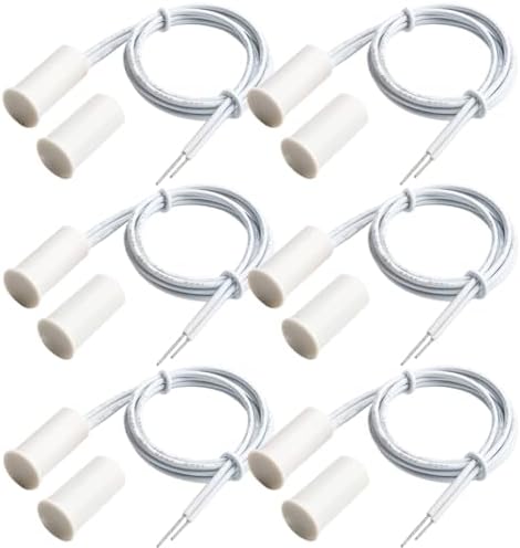 Gebildet 6pcs Recessed Wired Security Window Gate Contact Sensor Alarm Magnetic Reed Switch, Magnet Near - Connect Circuit, Magnet Away - Break Circuit,Magnetic Switch(Cylindrical,White)