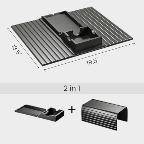 Image of Home Sparkle Premium Couch Armrest Tray Black 2-in-1 | Engineered Wood | Foldable Anti-Slip Serving Tray for Coffee, Snacks & TV Time | Sofa Arm Organizer with Cup Holder & Phone Stand