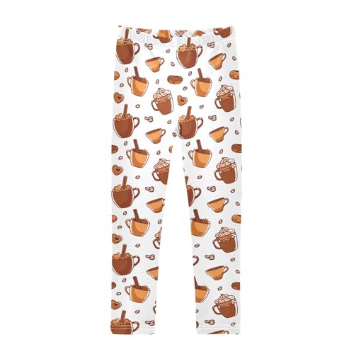 Coffee with Whipped Cream Girls Leggings,Workout Leggings for Girls Toddler Athletic Leggings Size for 3-10T
