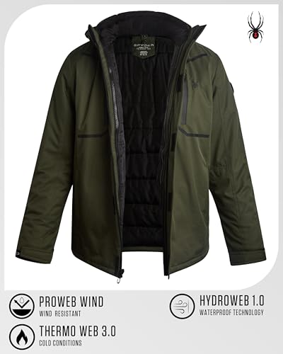 Image of Spyder Mens Ski Jacket - 3-in-1 System Snow Waterproof Winter Jackets for Men - Mens Snowboard Jacket with Detachable Hood