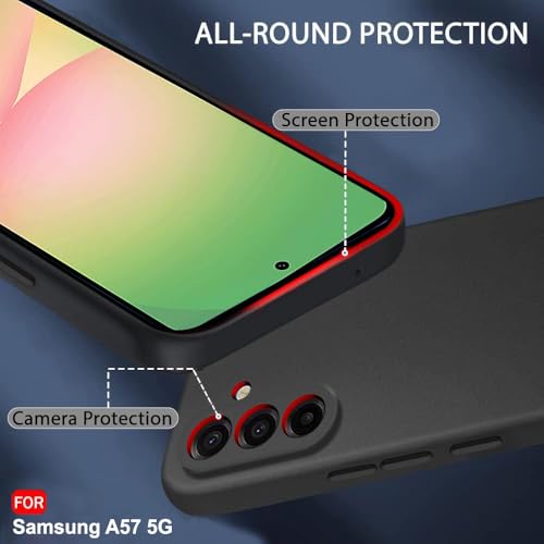 Image of TheGiftKart Back Cover for Samsung Galaxy A57 5G Case | Sleek Slim Fit Protective Design | Ultra Matte Finish | Camera Protection Bump | Soft Silicon Galaxy A57 Back Cover (Silicone, Black)