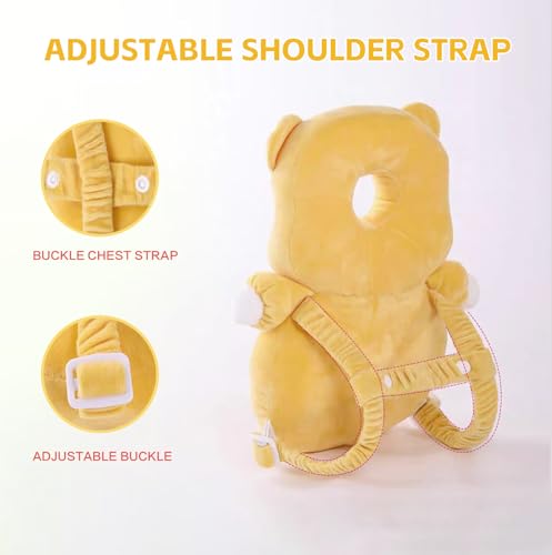 Image of Baby Head Protector Backpack, Toddler Baby Head Protection Backpack with Baby Knee Pads Alarm Function for Walking & Crawling, Soft, Breathable and Wearing Safety Baby Head Protector-Yellow Tiger